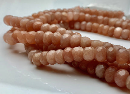 8-9 mm 100% All Natural AAA Faceted Rondelle Natural Peach Pink Moonstone Beads Genuine Peach Moonstone Loose Beads 9 inches Strand #3524