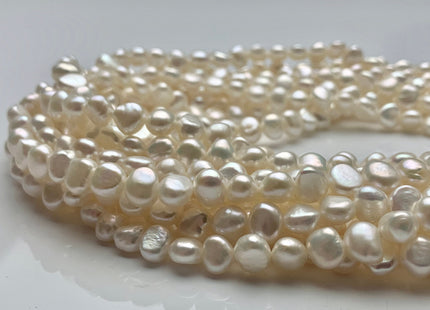 7-8 mm AAA Natural White High Luster Nugget Freshwater Pearls Genuine Natural White Smooth Potato Nugget Beads 62 Pieces #1447