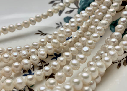 6 mm Natural White Potato Freshwater Pearls Genuine Natural Potato Shape Freshwater Pearl Beads 70 Beads #P1170