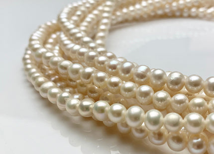 6 mm Natural White Potato Freshwater Pearls Genuine Natural Potato Shape Freshwater Pearl Beads 70 Beads #P1170