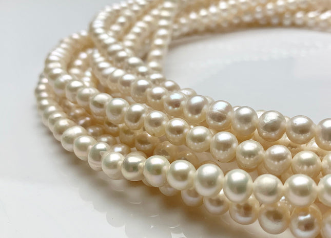 6 mm Natural White Potato Freshwater Pearls Genuine Natural Potato Shape Freshwater Pearl Beads 70 Beads #P1170