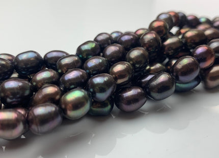 7-8x9-10 mm AA Dark Peacock Color Freshwater Rice/Oval Pearls Genuine Black Peacock Color Rice/Oval Freshwater Pearls #P1173