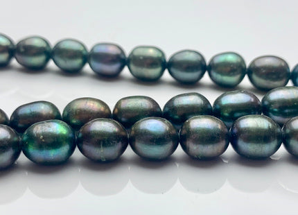 9x10-11 mm AA Dark Olive Green Color Freshwater Pearls Rice/Oval Shape Pearl Beads Genuine Green Peacock Freshwater Pearls #P1295
