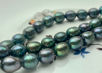 9x10-11 mm AA Dark Olive Green Color Freshwater Pearls Rice/Oval Shape Pearl Beads Genuine Green Peacock Freshwater Pearls #P1295