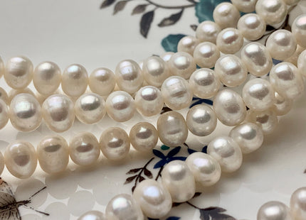 9-10 mm Natural White Potato Freshwater Pearl Beads Genuine High Luster White Cultured Freshwater Pearls 46 Beads #P1298