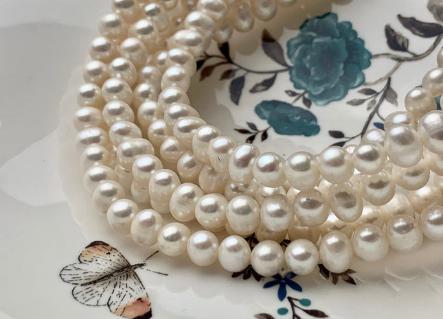 9-10 mm Natural White Potato Freshwater Pearl Beads Genuine High Luster White Cultured Freshwater Pearls 46 Beads #P1298