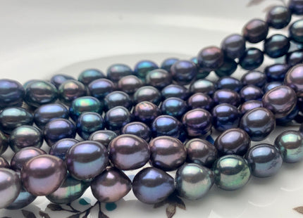 7-7.5x8-9 mm AAA Rainbow Peacock Color Oval/Rice Freshwater Pearls High Quality/Luster Blue Peacock Freshwater Pearls #P1299