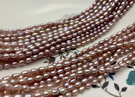 WHOLESALE 3.5-4x5 mm AAA Natural Mauve Pink Rice/Oval Freshwater Pearl Beads Genuine High Luster Mauve Pink Rice Freshwater Pearls #1868