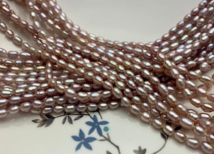 WHOLESALE 3.5-4x5 mm AAA Natural Mauve Pink Rice/Oval Freshwater Pearl Beads Genuine High Luster Mauve Pink Rice Freshwater Pearls #1868