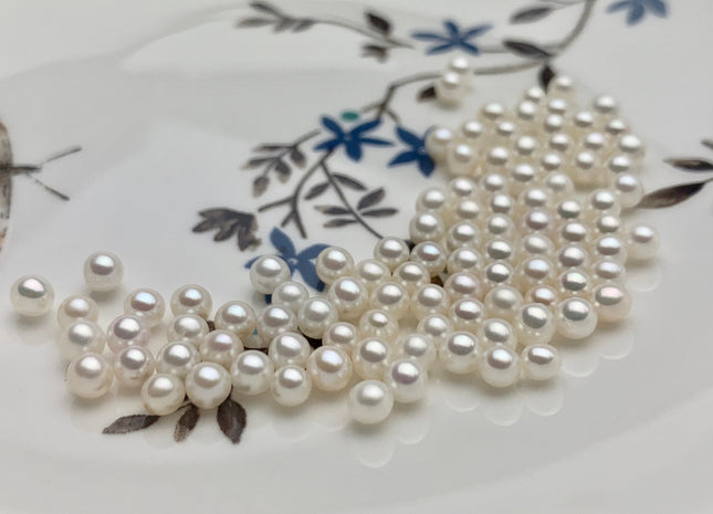 Two Pieces AAAAA 3.5-4mm High Luster Undrilled/Half Drilled/Through Drilled Tiny Freshwater Pearls Genuine Natural White Pearl Beads #P1192