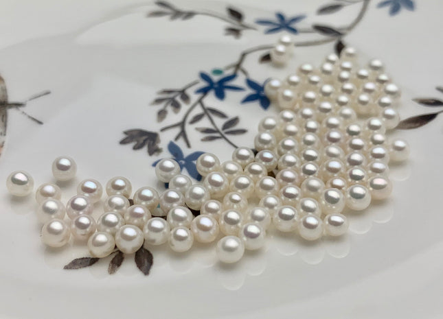 Two Pieces AAAAA 3.5-4mm High Luster Undrilled/Half Drilled/Through Drilled Tiny Freshwater Pearls Genuine Natural White Pearl Beads #P1192