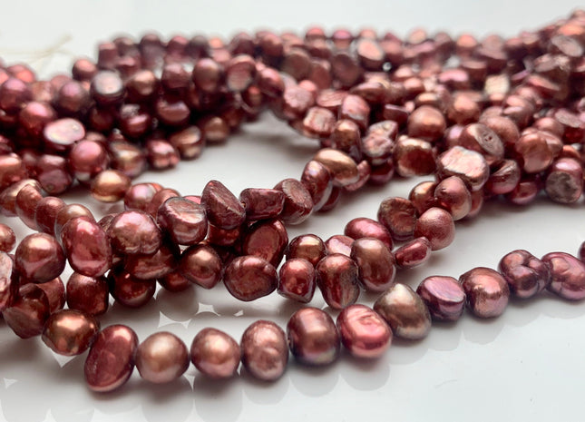 5-6 mm Potato Nugget Dark Rose Pink Color Freshwater Pearl Beads Genuine Cultured Dusty Rose Color Small Tiny Nugget Pearl #P1272