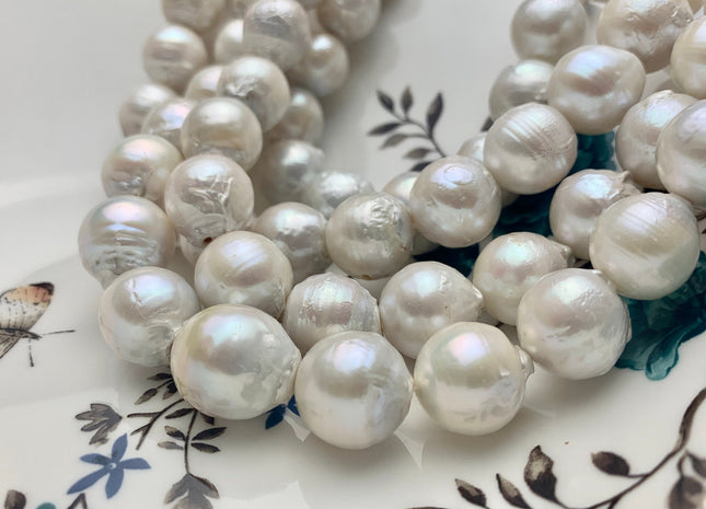 14-16x18 mm Natural White Jumbo Size Freshwater Baroque Pearl Beads Genuine Natural White Large Baroque Pearl Beads 20-21 Beads #P1201