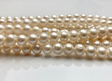 8-9 mm AA Natural White Off Round Freshwater Pearl Beads Genuine High Luster White Cultured Freshwater Pearls 45-54 Pieces #P1175