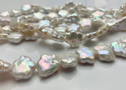 12-13 mm AAA Very Rare Natural White Flower Shape Freshwater Coin Pearl Beads Genuine High Luster Flower Coin Pearls 28-31 Pieces P1178