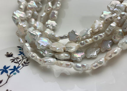 12-13 mm AAA Very Rare Natural White Flower Shape Freshwater Coin Pearl Beads Genuine High Luster Flower Coin Pearls 28-31 Pieces P1178