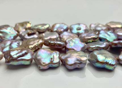 15-18mm AAA Very Rare Natural White Or Mauve Flower Shape Freshwater Coin Pearl Beads Genuine Super High Luster Flower Coin Pearls #P1179