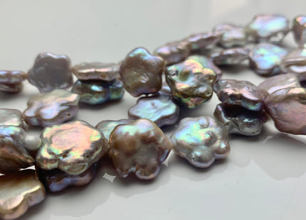 15-18mm AAA Very Rare Natural White Or Mauve Flower Shape Freshwater Coin Pearl Beads Genuine Super High Luster Flower Coin Pearls #P1179