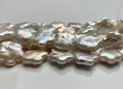 15-18mm AAA Very Rare Natural White Or Mauve Flower Shape Freshwater Coin Pearl Beads Genuine Super High Luster Flower Coin Pearls #P1179