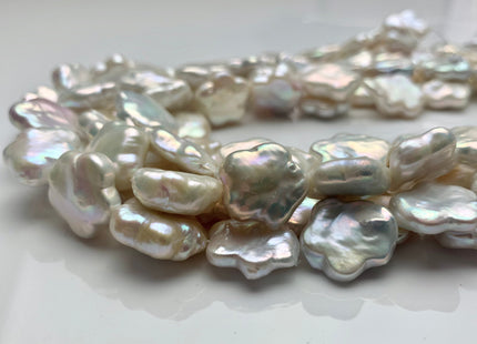 15-18mm AAA Very Rare Natural White Or Mauve Flower Shape Freshwater Coin Pearl Beads Genuine Super High Luster Flower Coin Pearls #P1179
