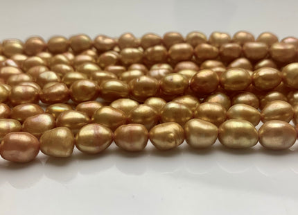 9x10-11 mm High Luster Champagne Rice Nugget Freshwater Pearl Beads Genuine Freshwater Pearl Nuggets Cultured Champagne Pearl 39 Pieces #302