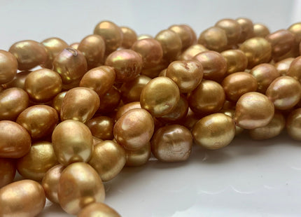 9x10-11 mm High Luster Champagne Rice Nugget Freshwater Pearl Beads Genuine Freshwater Pearl Nuggets Cultured Champagne Pearl 39 Pieces #302