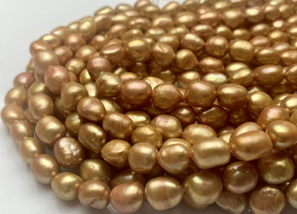 9x10-11 mm High Luster Champagne Rice Nugget Freshwater Pearl Beads Genuine Freshwater Pearl Nuggets Cultured Champagne Pearl 39 Pieces #302