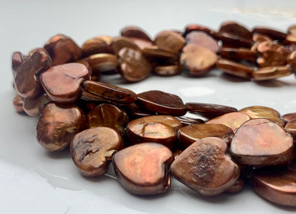 12x13mm Heart Shape Dark Taupe Or Copper Gold Coin Freshwater Pearls Genuine Limited Edition Heart Shape Coin Pearl Beads #1002