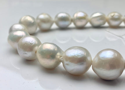 13-17 mm AA Full/Half Strand Large Hole Natural White Baroque Pearl 2.2mm Hole Very Rare Jumbo Cultured Baroque Pearl #252