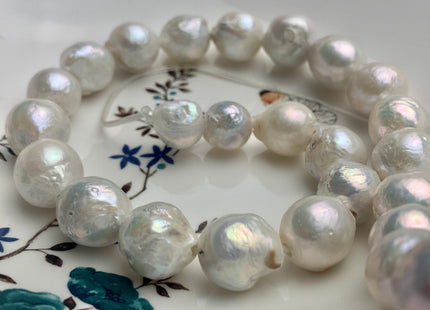 13-17 mm AA Full/Half Strand Large Hole Natural White Baroque Pearl 2.2mm Hole Very Rare Jumbo Cultured Baroque Pearl #252