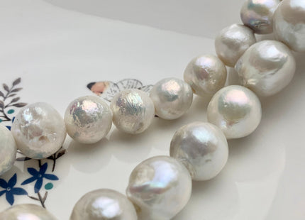 13-17 mm AA Full/Half Strand Large Hole Natural White Baroque Pearl 2.2mm Hole Very Rare Jumbo Cultured Baroque Pearl #252