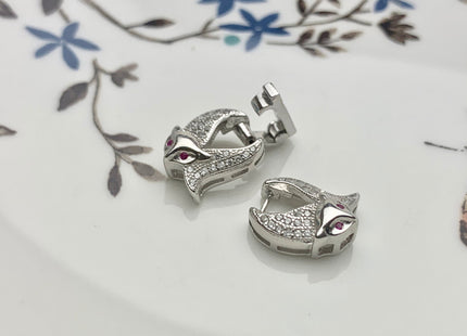 10x25 mm 925 Sterling Silver Fox Shape Clasp Sterling Silver Findings 925 Sterling Silver Clasps W/CZ DIY Jewelry #10087-C