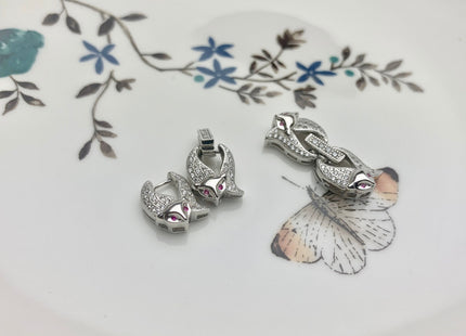 10x25 mm 925 Sterling Silver Fox Shape Clasp Sterling Silver Findings 925 Sterling Silver Clasps W/CZ DIY Jewelry #10087-C