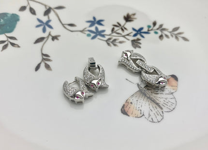 10x25 mm 925 Sterling Silver Fox Shape Clasp Sterling Silver Findings 925 Sterling Silver Clasps W/CZ DIY Jewelry #10087-C