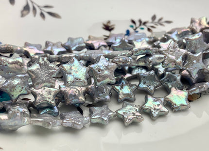 12 mm AA Very Rare Gray Color Star Shape Freshwater Coin Pearl Beads Genuine High Luster Star Coin Pearl 34 Beads #P1207