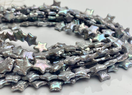 12 mm AA Very Rare Gray Color Star Shape Freshwater Coin Pearl Beads Genuine High Luster Star Coin Pearl 34 Beads #P1207