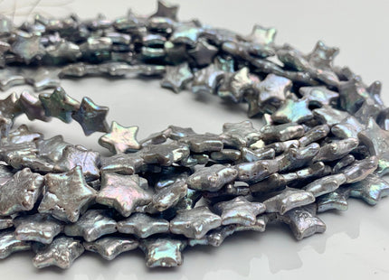 12 mm AA Very Rare Gray Color Star Shape Freshwater Coin Pearl Beads Genuine High Luster Star Coin Pearl 34 Beads #P1207