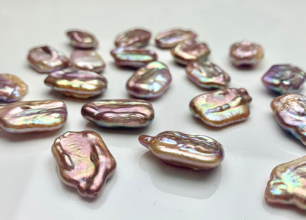 ONE Piece AAAA 15x23 mm Natural Mauve Pink Super High Luster Half Drilled Rectangle Coin Pearl For Earring Pendant Iridescent Color #P1211