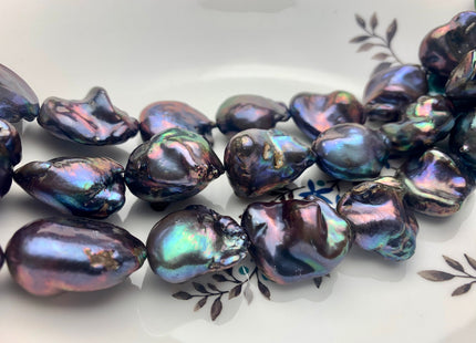 One Piece 19-23x26-33 mm AAA Very Rare Jumbo Rainbow Peacock Baroque Pearl High Luster Nugget Shape Quality Baroque Pearl Beads #P1214