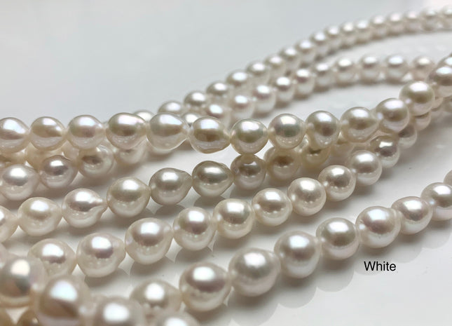 6.5x7mm AAA Natural White Freshwater Akoya Tear Drop Pearl Bead Genuine Natural White High Luster Chinese Freshwater Akoya 55 Pieces #P1177