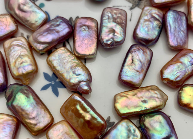 ONE Piece AAAA 10x18 mm Natural Dark Mauve Pink High Luster Through Or Half Drilled Thick Rectangle Coin Pearl For Earring Pendant #P1223