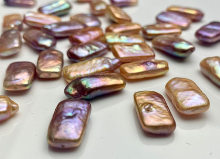 ONE Piece AAAA 10x18 mm Natural Dark Mauve Pink High Luster Through Or Half Drilled Thick Rectangle Coin Pearl For Earring Pendant #P1223