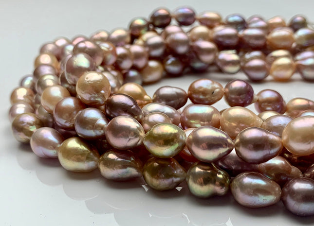 9x10-10x12mm AAA Rare Mixed Natural Mauve Pink Baroque Pearl Genuine Quality TearDrop Edison Pearl With Iridescent Color 35-36 Pieces #P1315
