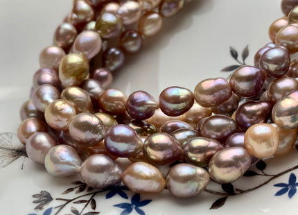 9x10-10x12mm AAA Rare Mixed Natural Mauve Pink Baroque Pearl Genuine Quality TearDrop Edison Pearl With Iridescent Color 35-36 Pieces #P1315