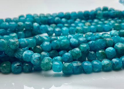 6mm Micro Faceted Cube Dice Square Shape Pink Blue Apatite Bead Genuine Diamond Cut Beautiful Neon Blue Gemstone 15.5 Inches 72 Pieces #3558