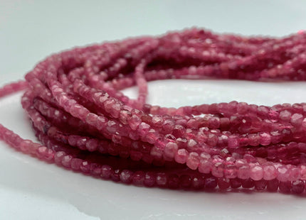 2.5-3 mm Micro Faceted Cube Dice Square Shape Pink Tourmaline Genuine Diamond Cut Pink Color Gemstone Beads 15.5 Inches 155 Pieces #3547