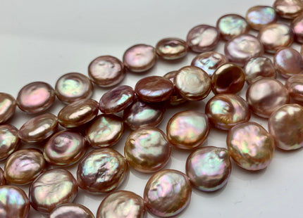 11-12 mm AAAA Natural Dark Mauve Purple Pink Thick Coin Freshwater Pearl Genuine High Luster Quality Freshwater Coin Pearl 33 Pieces #P1330