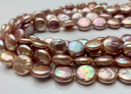 11-12 mm AAAA Natural Dark Mauve Purple Pink Thick Coin Freshwater Pearl Genuine High Luster Quality Freshwater Coin Pearl 33 Pieces #P1330
