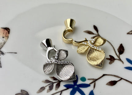 14x23 mm 925 Sterling Silver Leaf Shape Clasp Genuine Sterling Silver Findings 925 Sterling Silver Clasps With CZ DIY Jewelry #10102