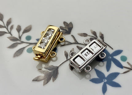 10x15mm 925 Sterling Silver Bar Shape Clasp Genuine Sterling Silver Findings 925 Sterling Silver Double Strand Clasp W/CZ DIY Jewelry #10103